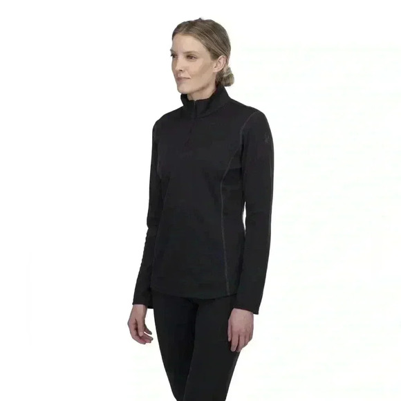 Women's Standard Spyder Baselayer Quarter Zip Black Size Small - Picture 1 of 12